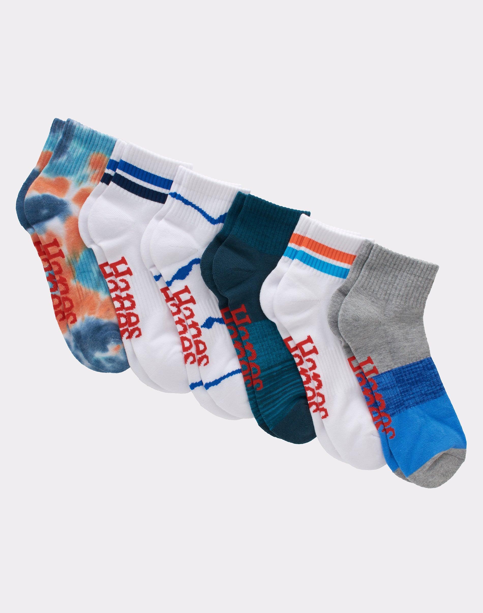 Hanes Originals Mens Ankle Socks, Moisture Wicking, 6-Pairs White/Grey/Black 6-12 Product Image