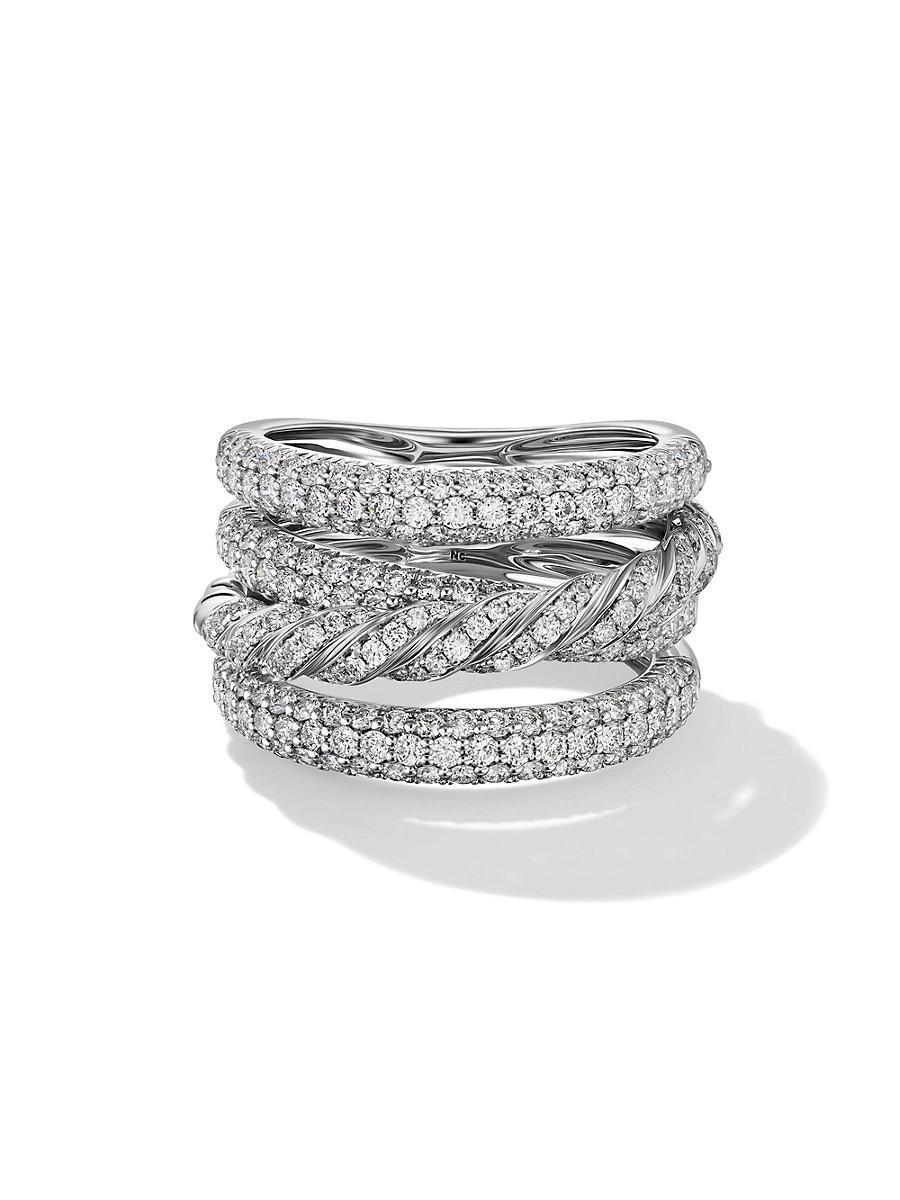 David Yurman Paveflex Four Row Ring in 18K White Gold with Diamonds Product Image