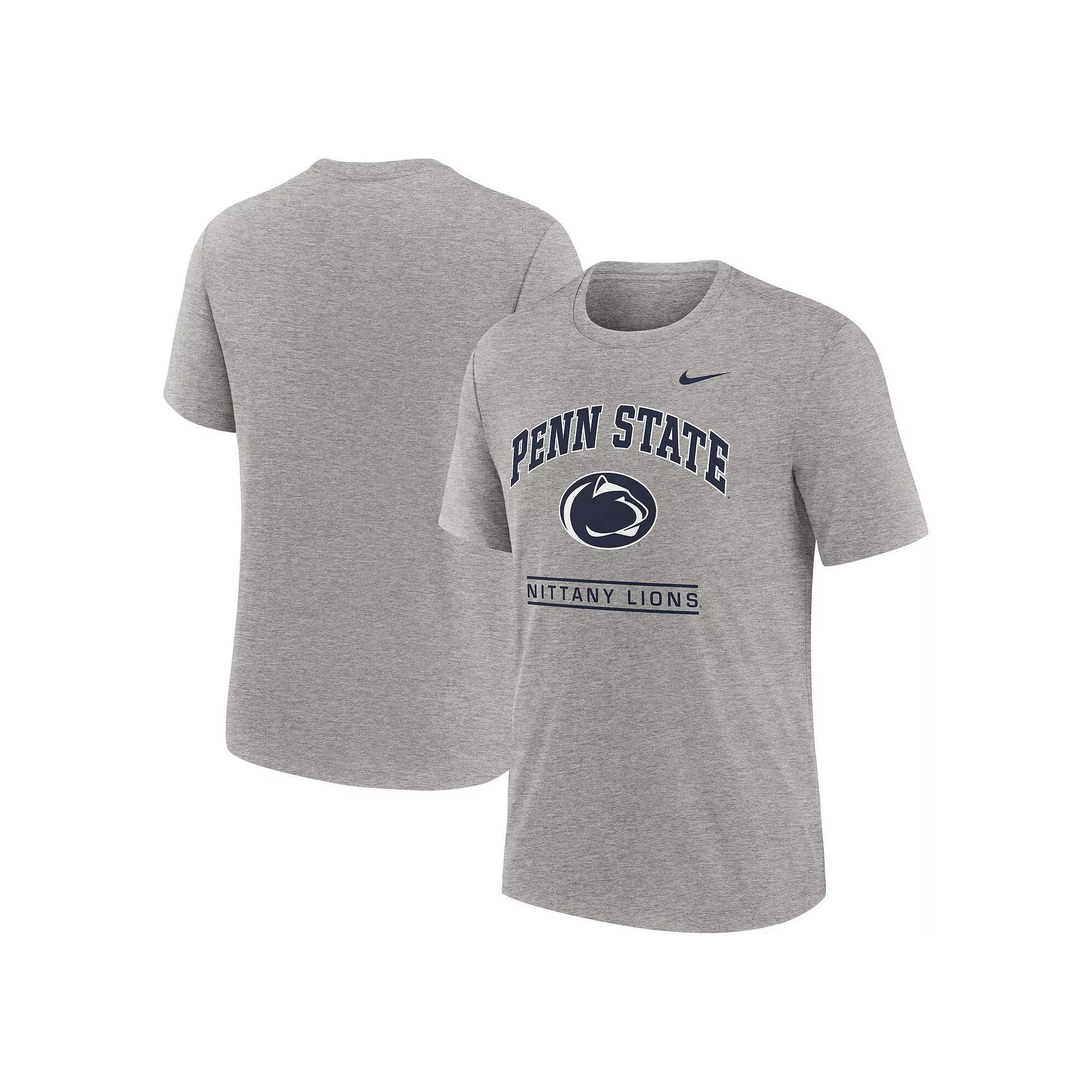 Men's Nike Heather Gray Penn State Nittany Lions Arch Over Logo Tri-Blend T-Shirt, Size: 2XL, Grey Product Image