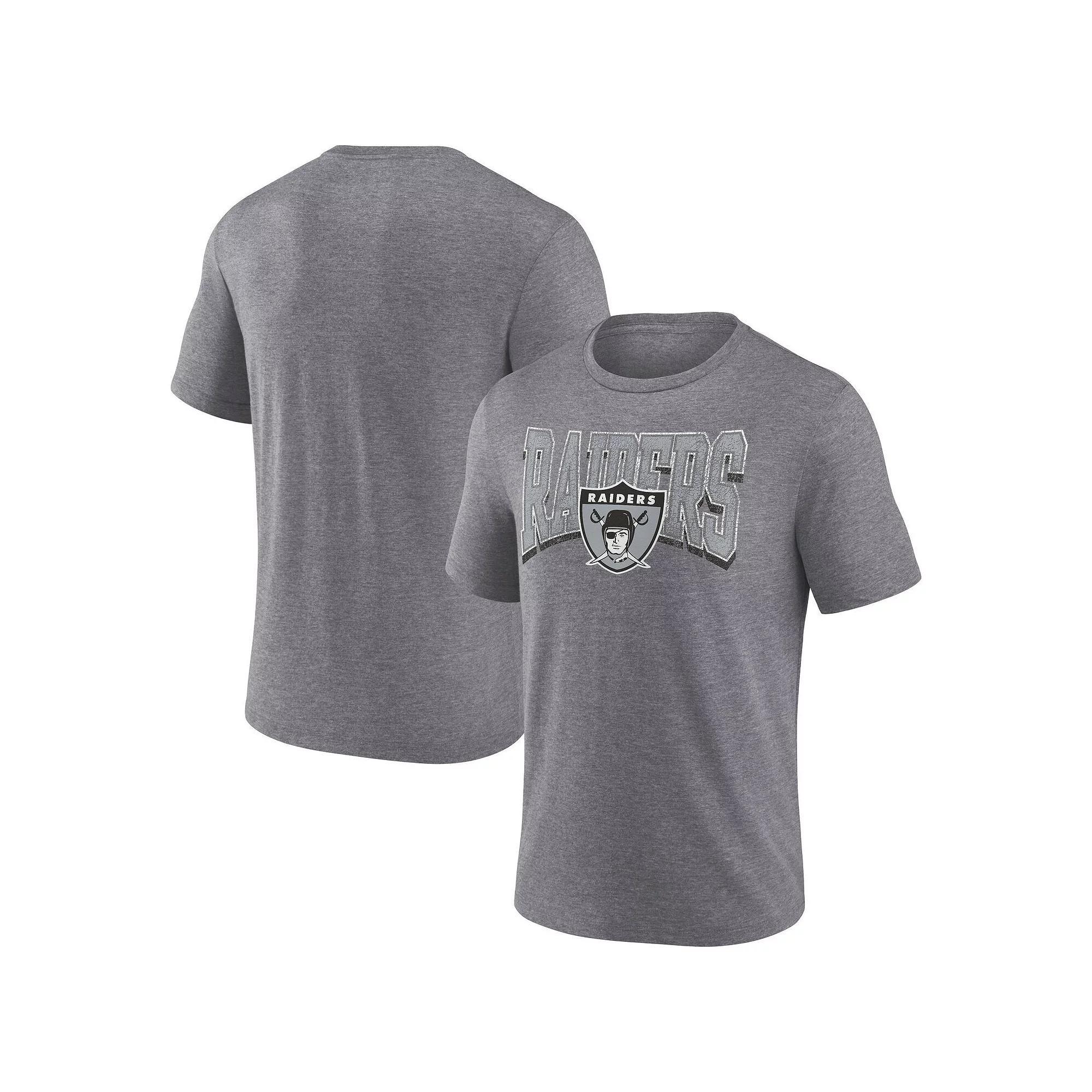 Men's Fanatics Heather Gray Las Vegas Raiders Warped Block Tri-Blend T-Shirt, Size: XL, Lvr Grey Product Image