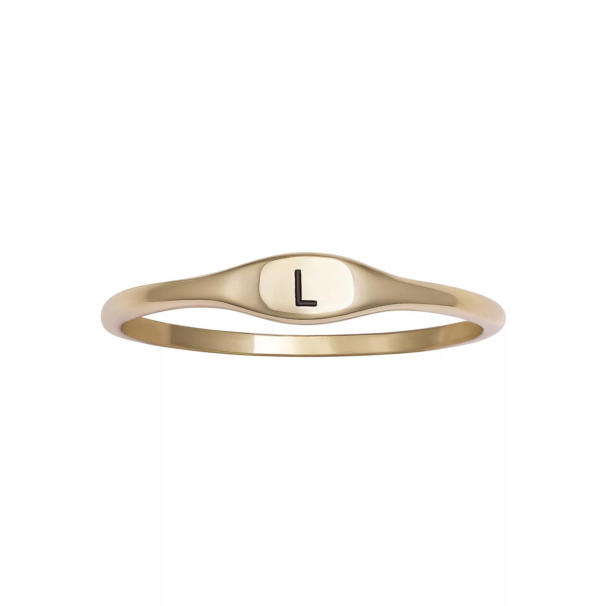 PRIMROSE Polished Oval Oxidized Initial Ring, Womens Gold Tone L Product Image