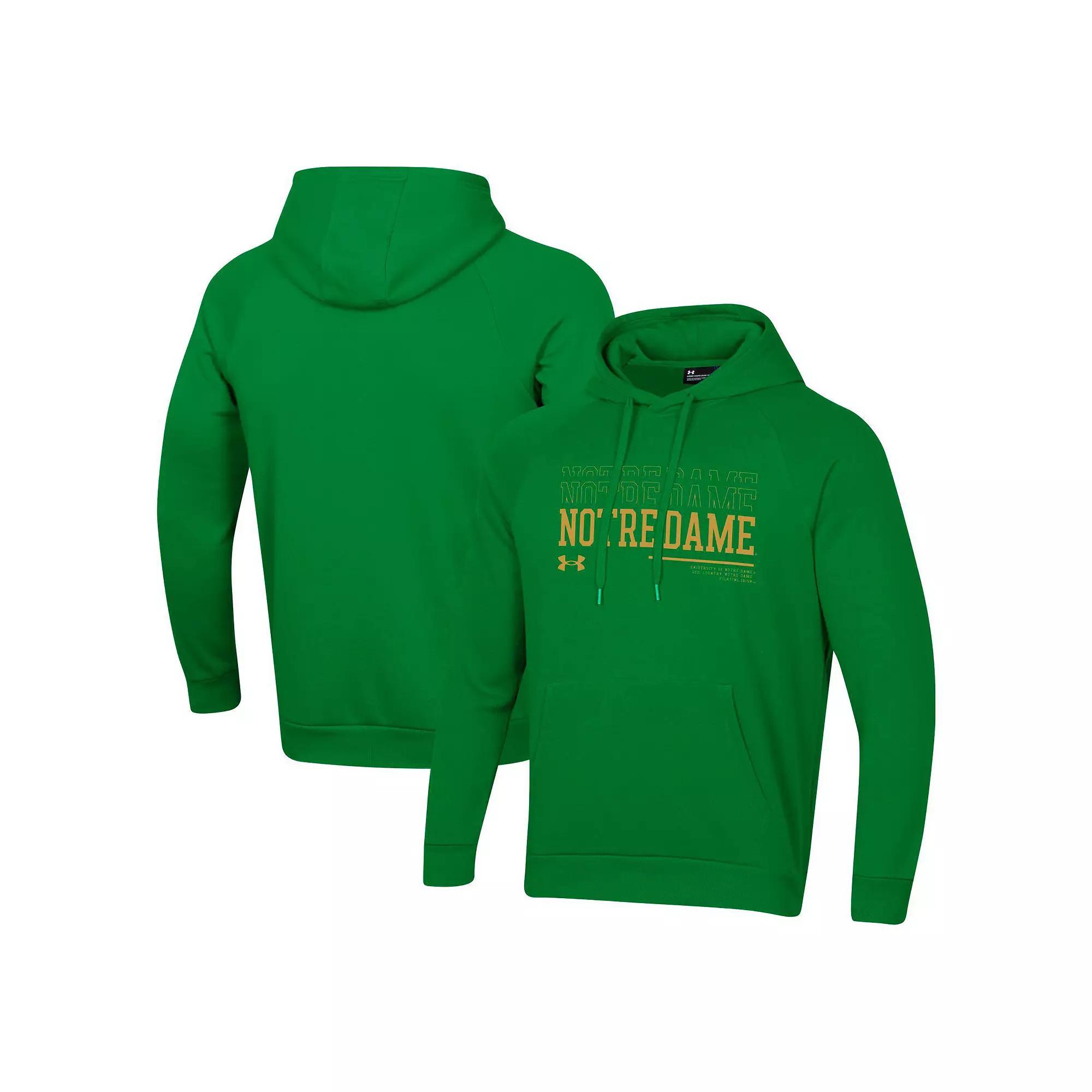 Mens Under Armour Kelly Notre Dame Fighting Irish 2024 Sideline Wordmark Rival Pullover Hoodie Product Image