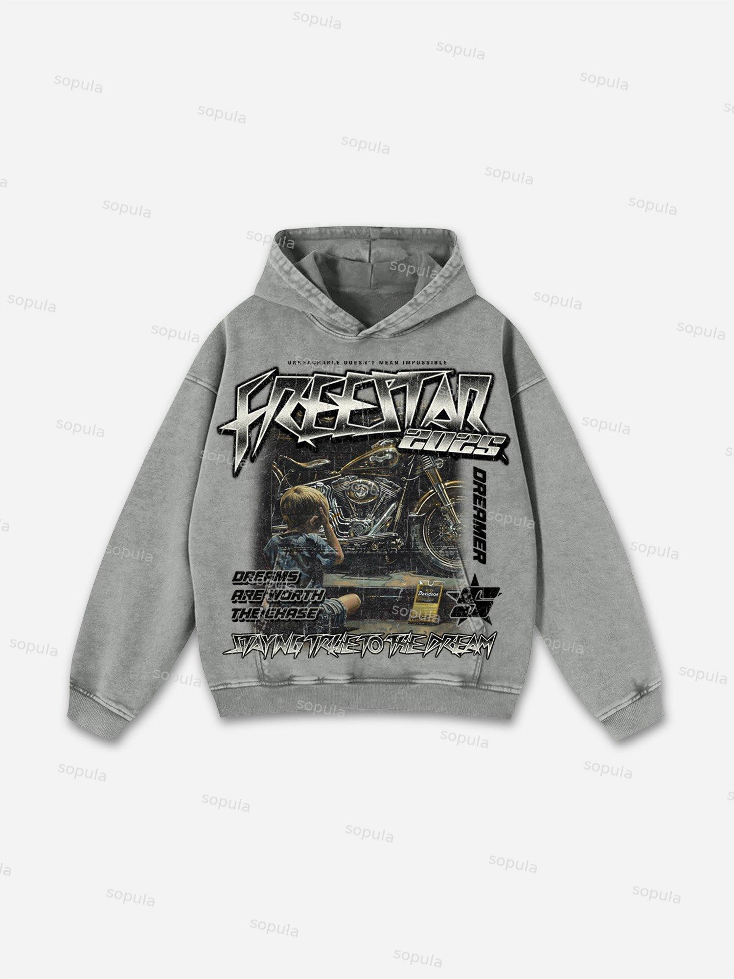 Breaking Barriers Retro Boxer Boy Graphic Washed Hoodie Product Image