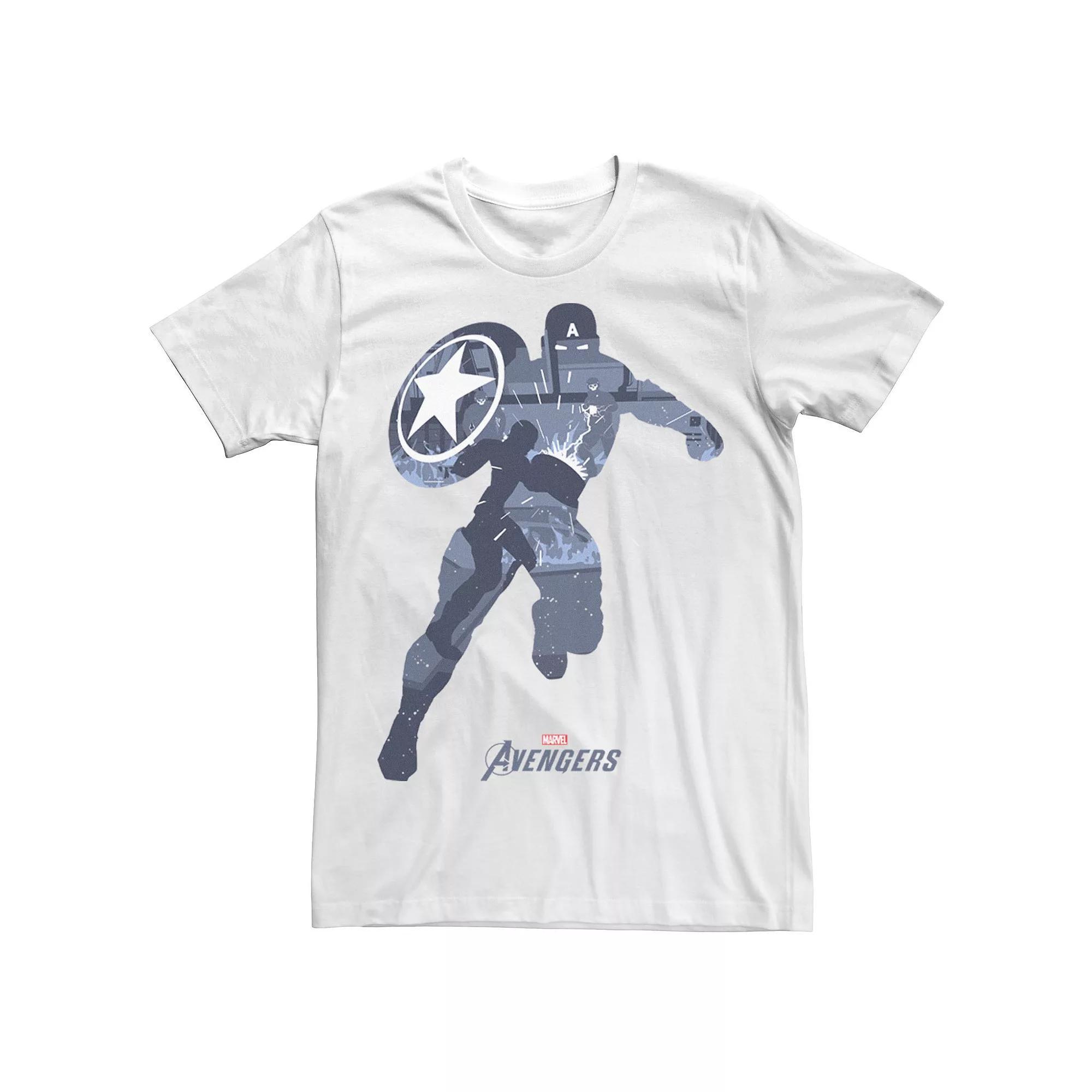 Men's Marvel Avengers Captain America Silhouette Fill Tee, Size: XL, White Product Image