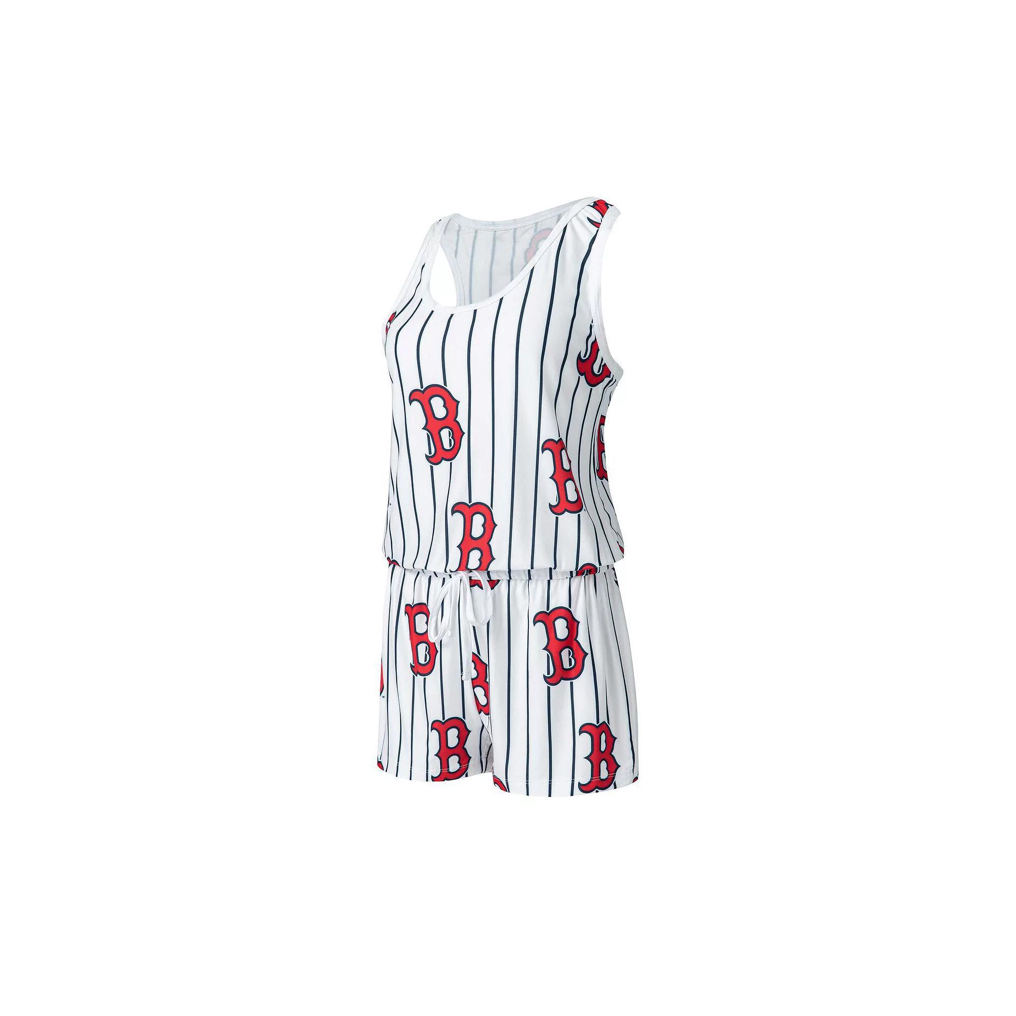 Women's Concepts Sport White Boston Red Sox Reel Pinstripe Knit Romper, Size: XL Product Image
