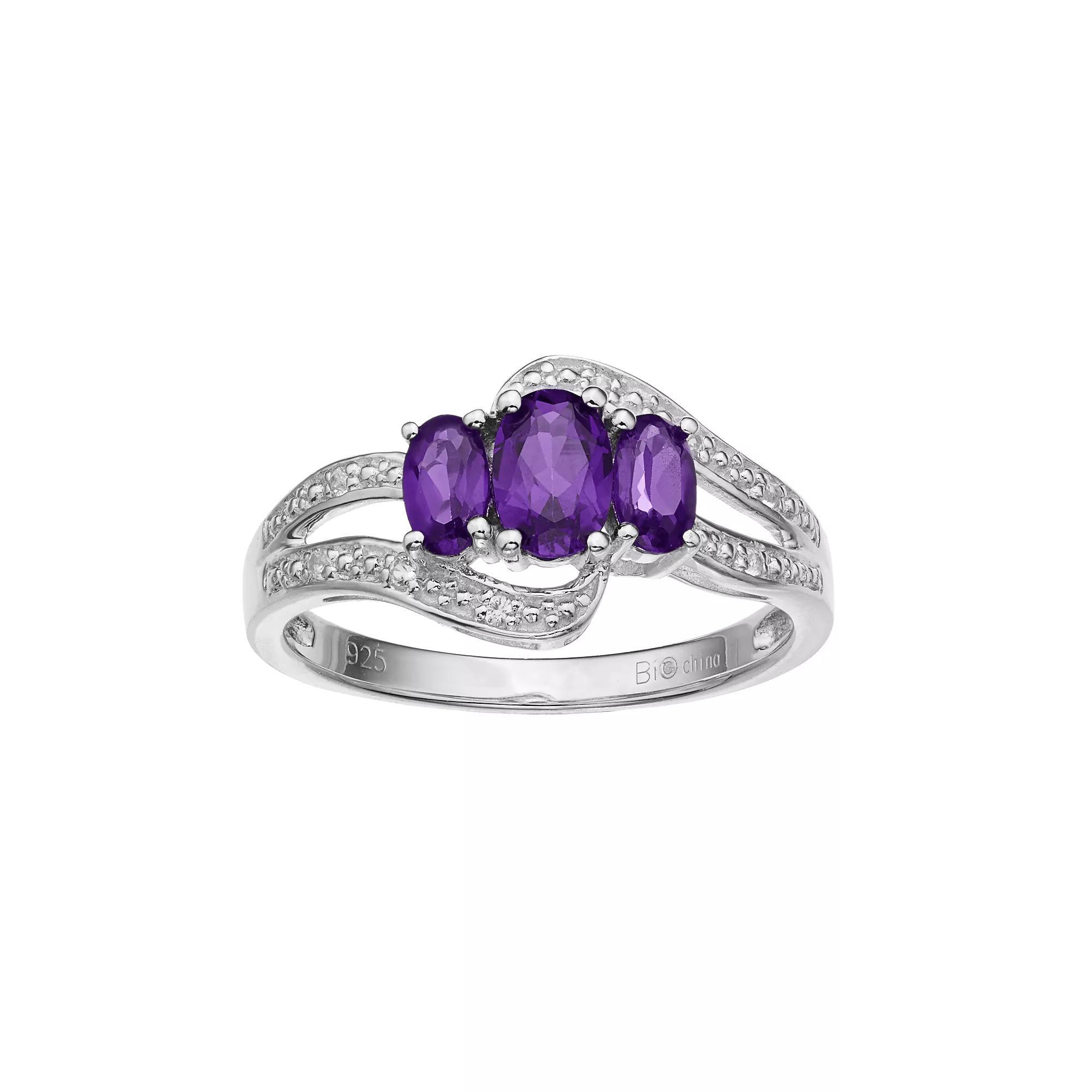 Gemminded Sterling Silver Lab-Created Emerald & Lab-Created White Sapphire Ring, Women's, Size: 8, Green Product Image