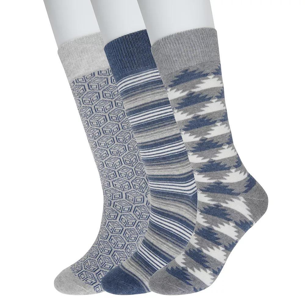Men's Sonoma Goods For Life® 3-pack Patterned Dress Socks, Ikat Gray Product Image