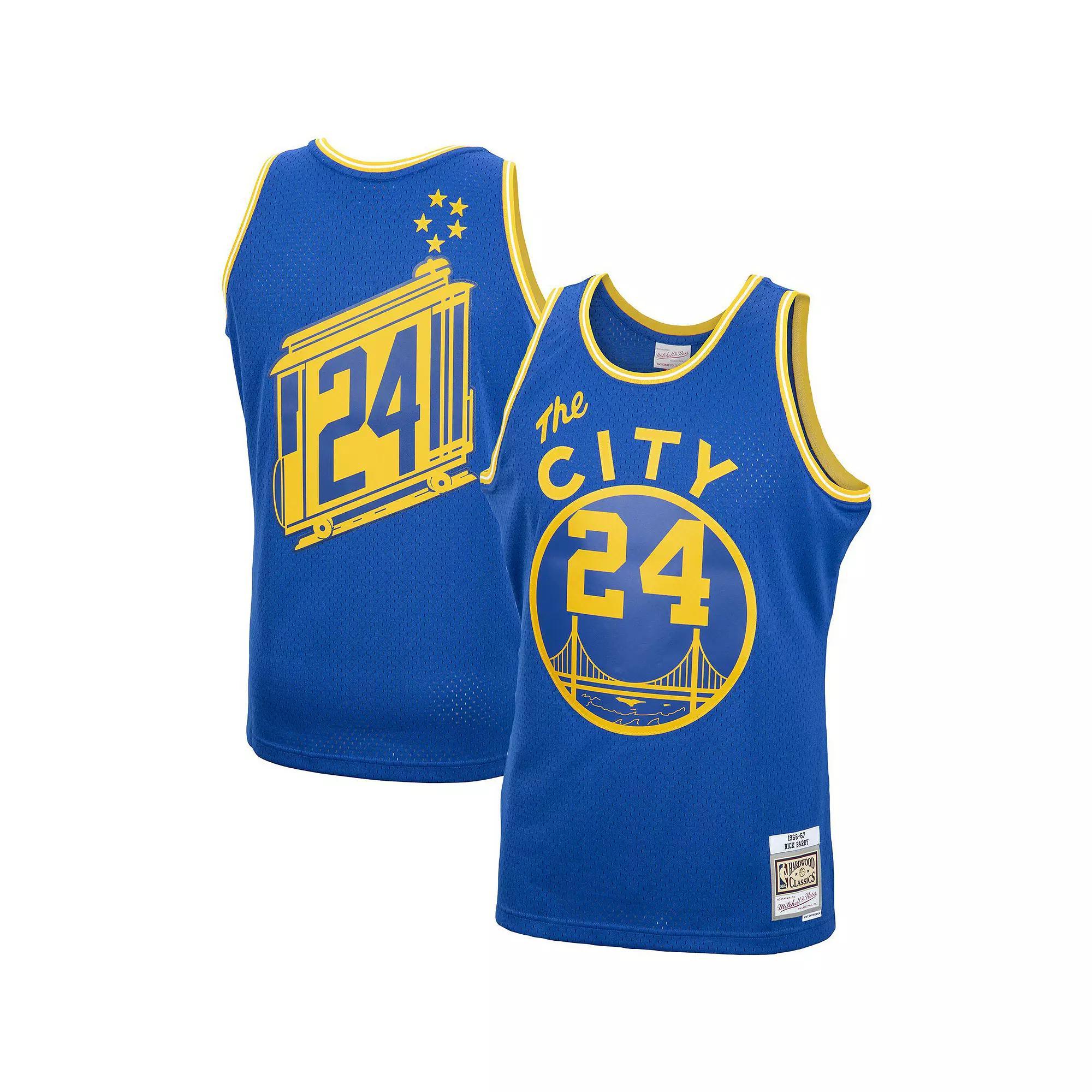 Mens Mitchell & Ness Rick Barry Royal Golden State Warriors 2001/02 Hardwood Classics Swingman Jersey Product Image