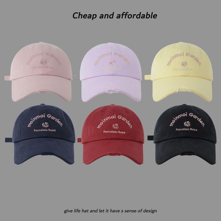 Lettering Embroidered Distressed Baseball Cap Product Image