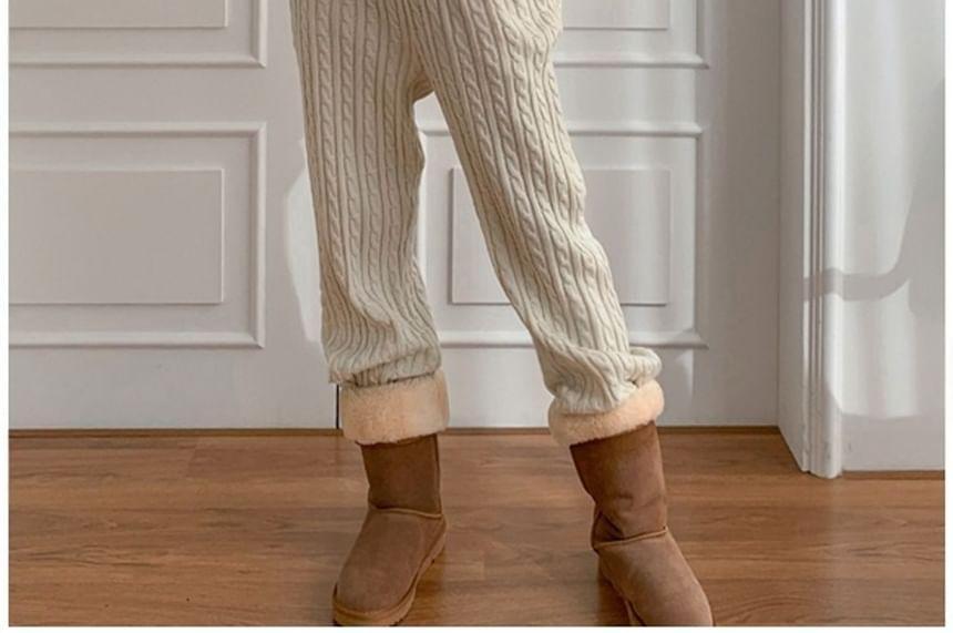 Fleece Turtleneck Plain Loose-Fit Zip-Up Jacket Product Image