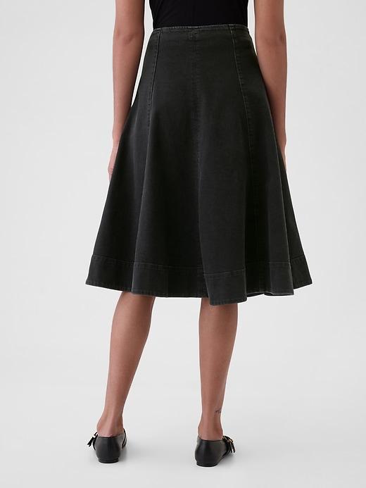 Paneled Denim Midi Skirt Product Image