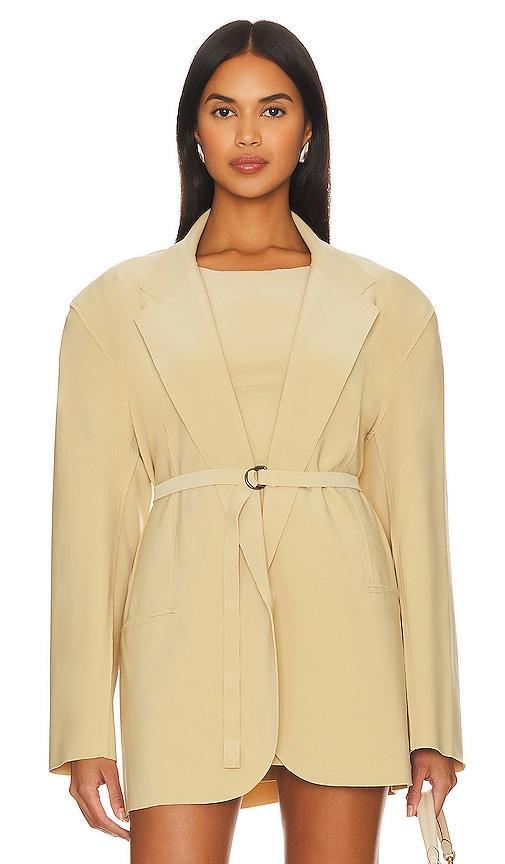 Norma Kamali Oversized Single Breasted Jacket in Beige Product Image