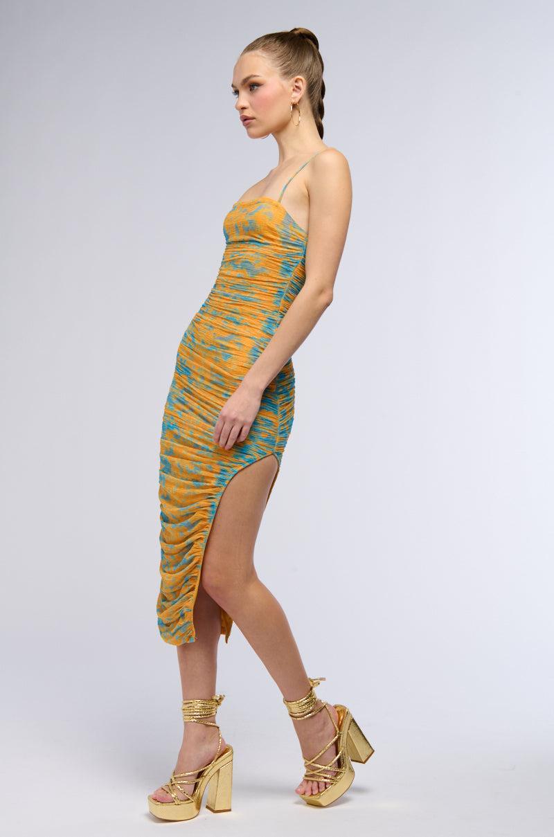 CAMMI RUCHED MIDI DRESS Product Image