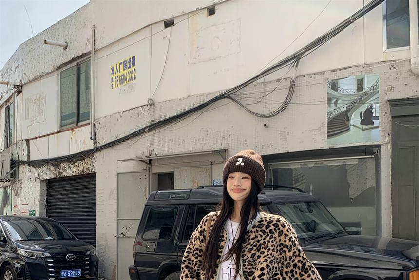 Two-Way Leopard Fleece Jacket Product Image