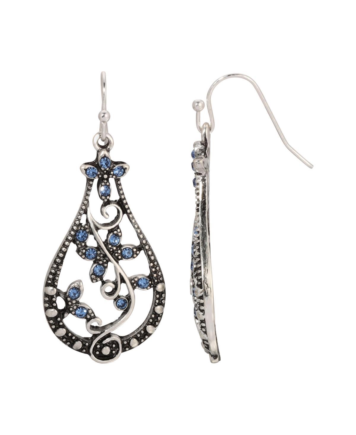 1928 Silver Tone Light Blue Drop Earrings, Womens Product Image