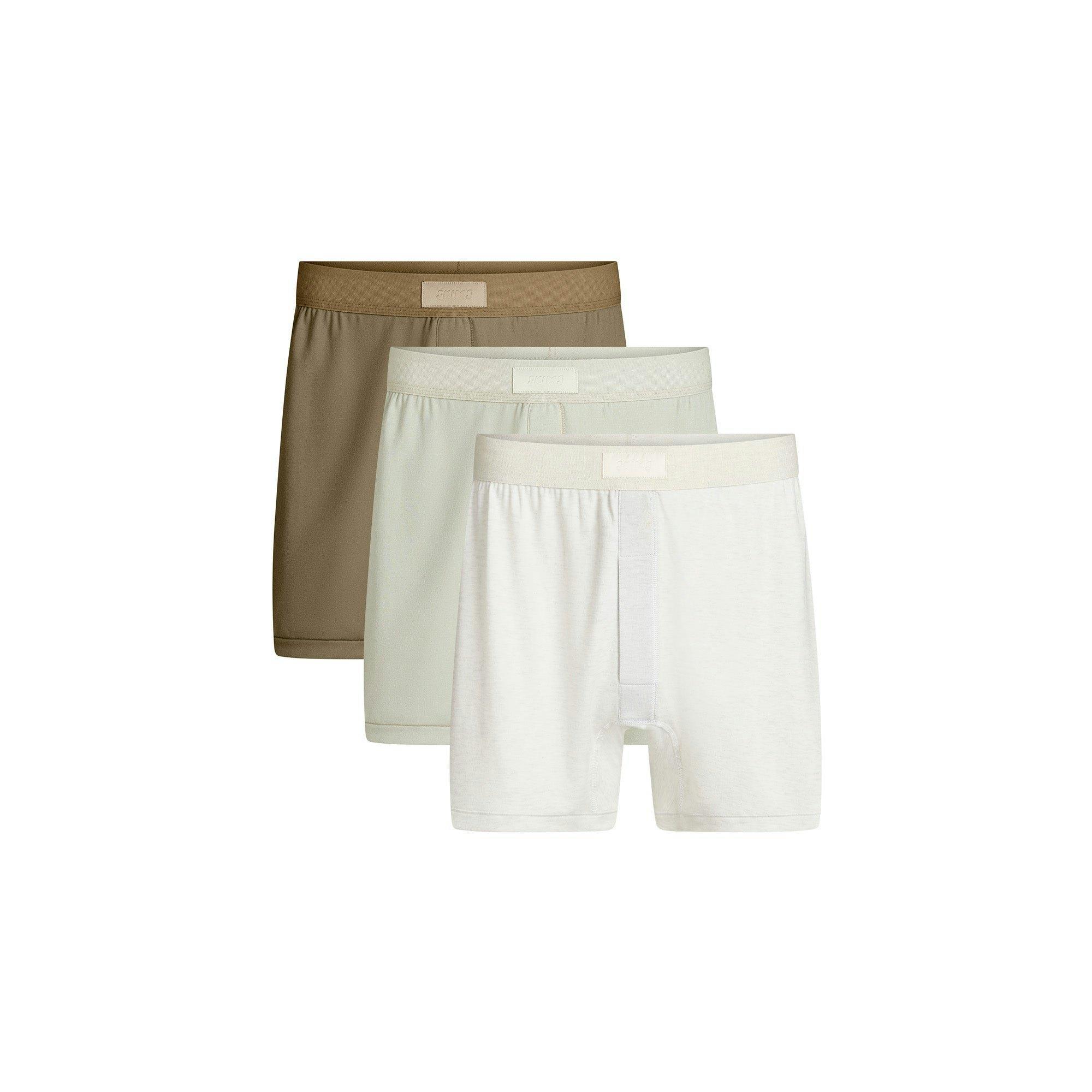 SKIMS COTTON MENS KNIT BOXER 3-PACK | ARMY MULTI Product Image