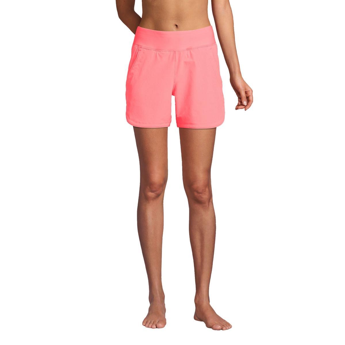 Petite Lands' End 5" Quick Dry Elastic Waist Board Shorts Swim Cover-up, Women's, Size: 12 Petite, Deep  Blue Product Image