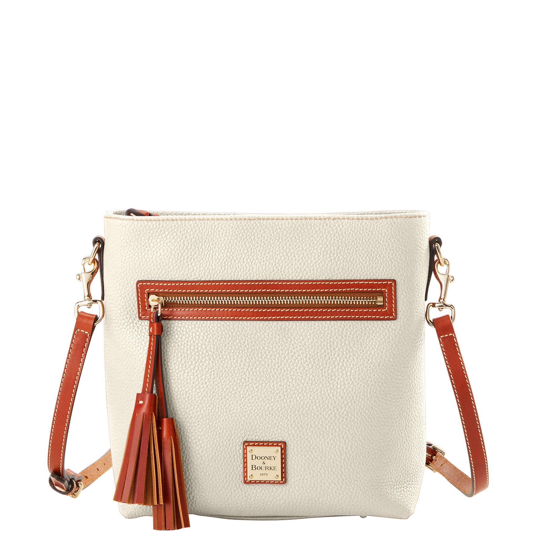 Dooney & Bourke Womens Pebble Grain Lani Crossbody Leather Shoulder Bag in White Product Image