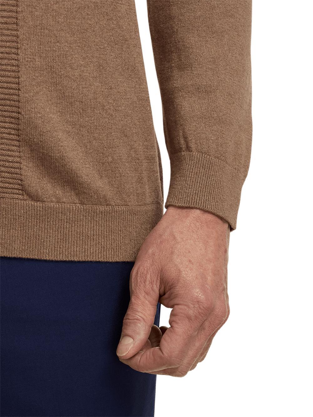 Silk Cotton Cashmere Full Zip Polo - Camel Product Image