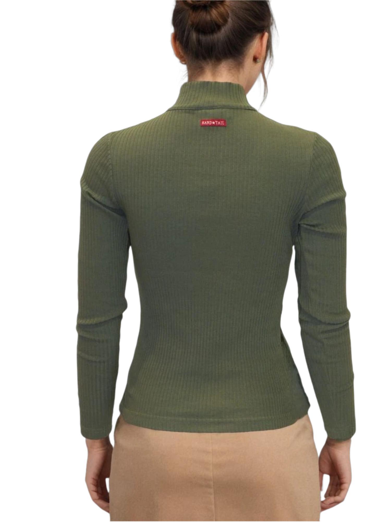 Hard Tail Wide Ribbed Half Zip Mock Neck Top (CMR-38) Product Image