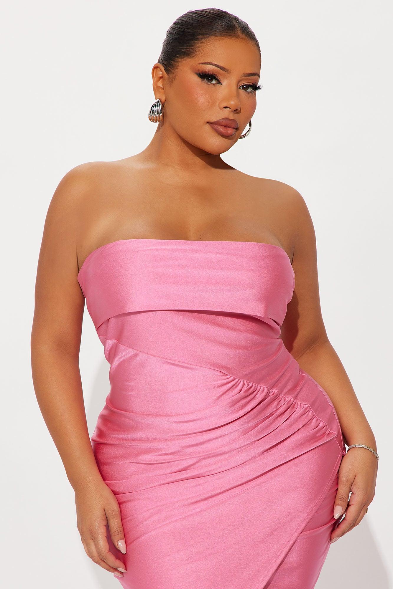 Charlotte Ruched Strapless Midi Dress - Pink Product Image