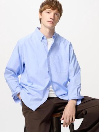 Broadcloth Shirt Blue Large UNIQLO US Product Image