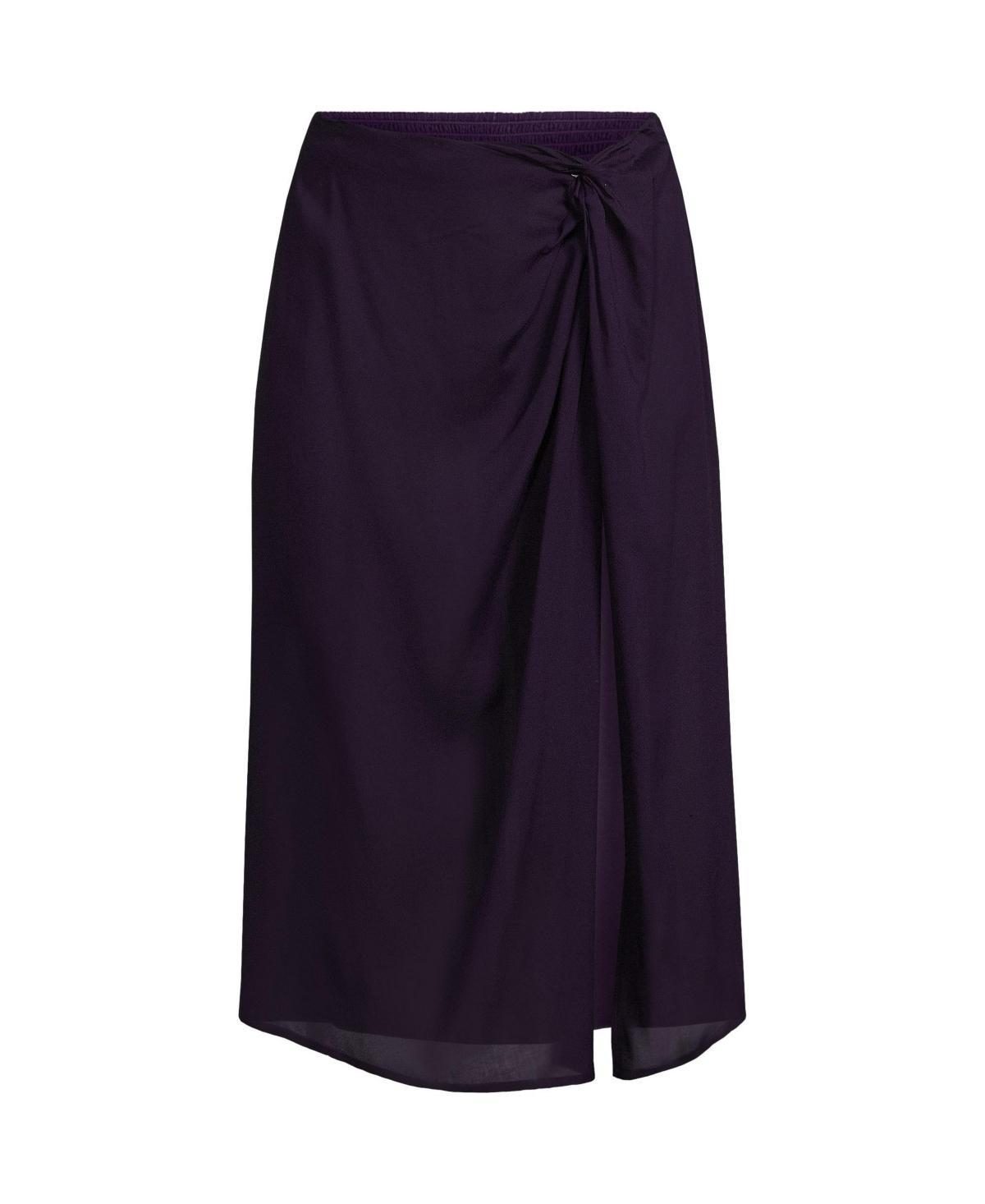 Lands End Womens Twist Front Knee Length Swim Cover-up Skirt Product Image