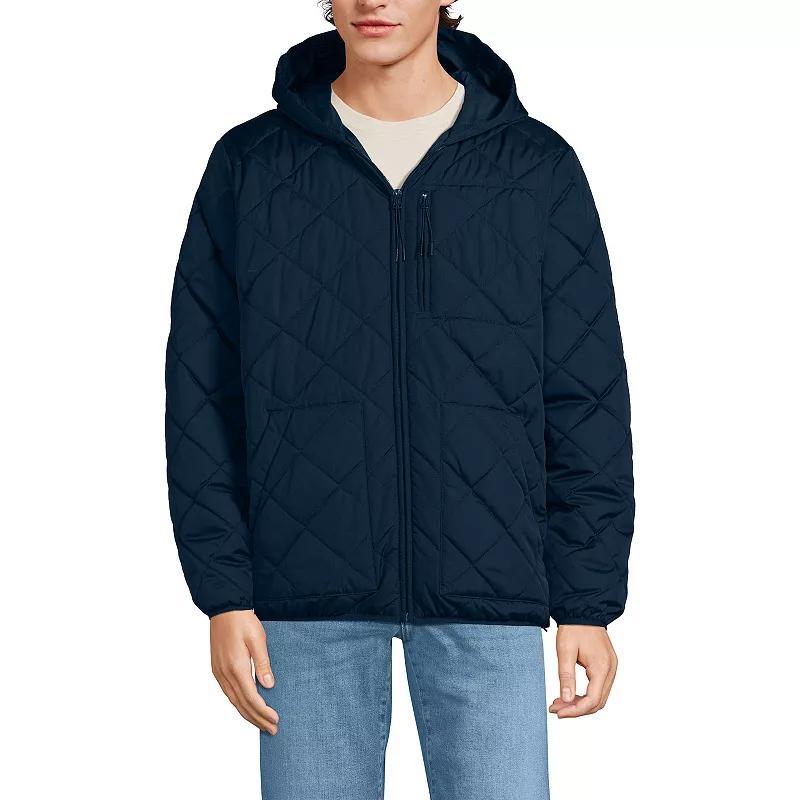 Mens Lands End Diamond Quilted Hooded Jacket Radiant Blue Product Image