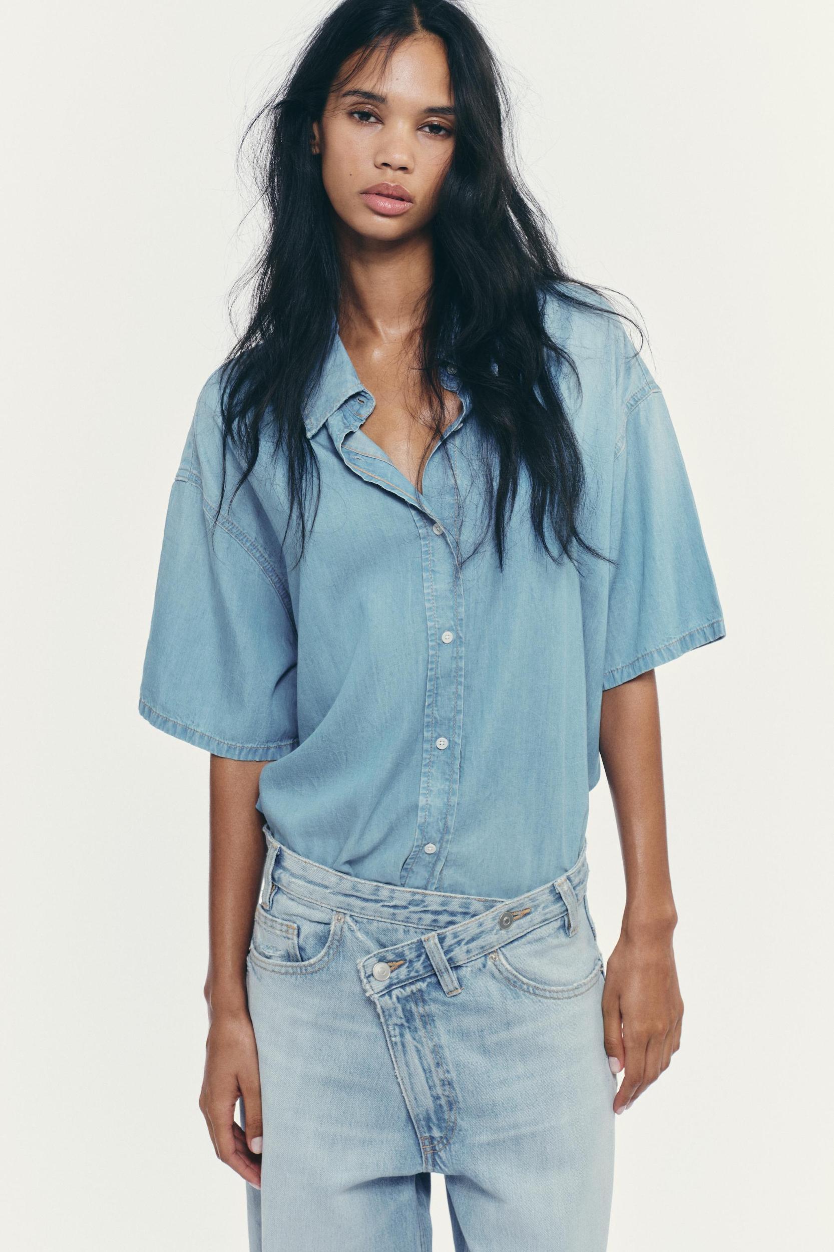 TRF DENIM CROP SHIRT Product Image