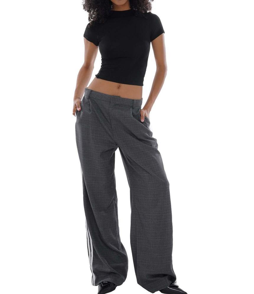 Low Waist Striped Straight-Fit Wide-Leg Dress Pants Product Image
