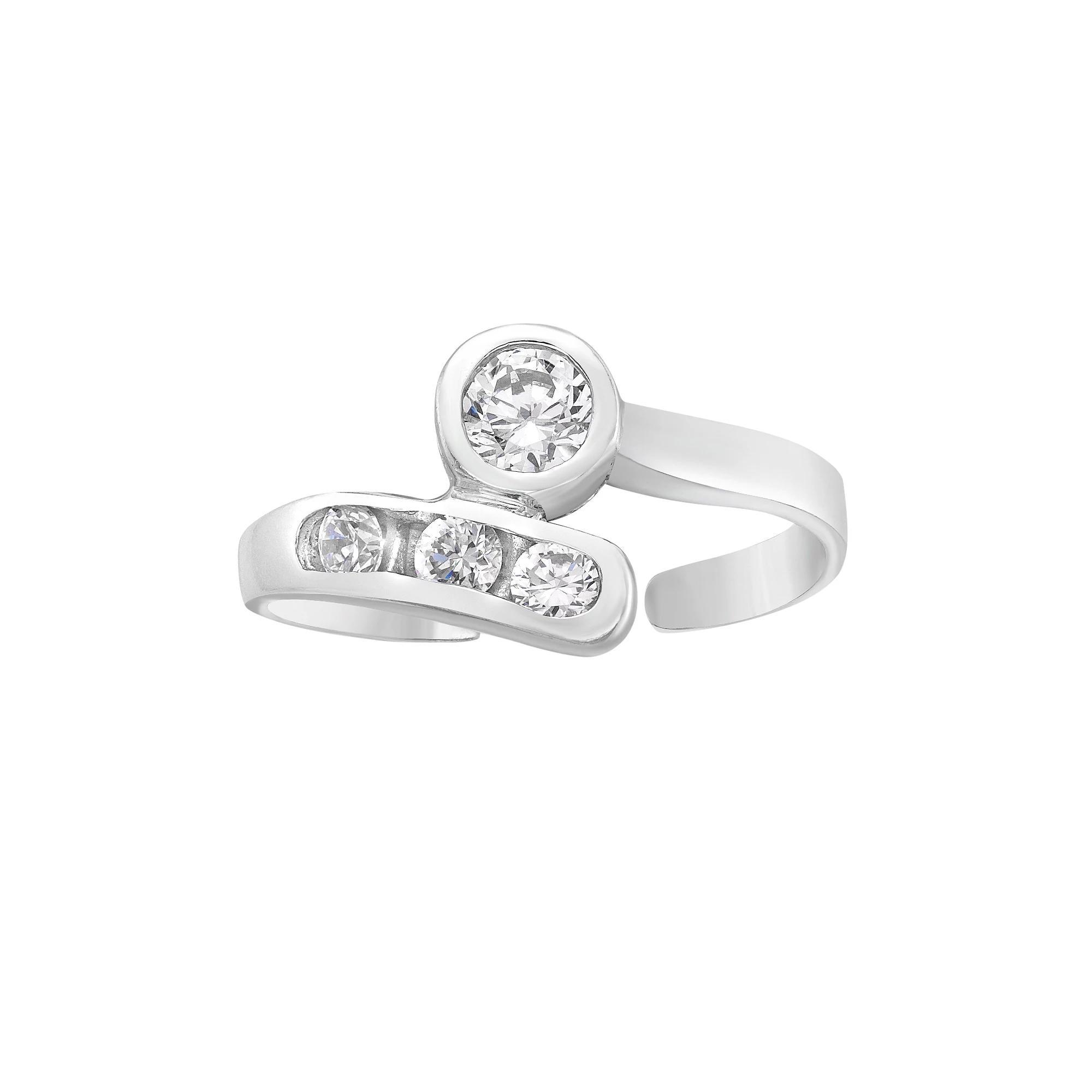 Lila Moon 10k White Gold Cubic Zirconia Adjustable Toe Ring, Women's Product Image