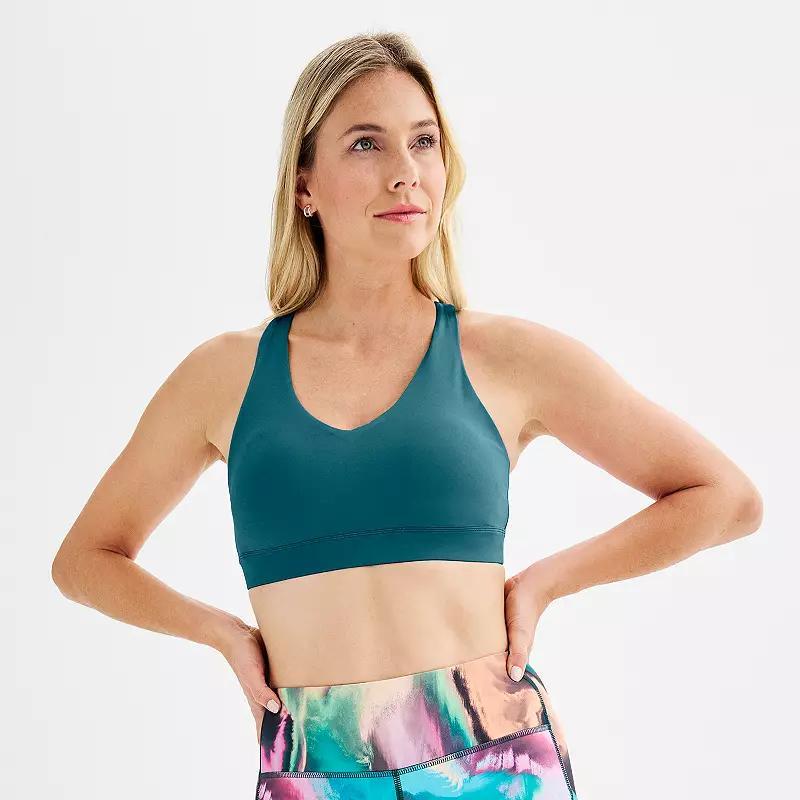 Tek Gear® Ultrastretch Medium-Impact V-Neck Sports Bra, Women's, Size: Large, Grey Product Image