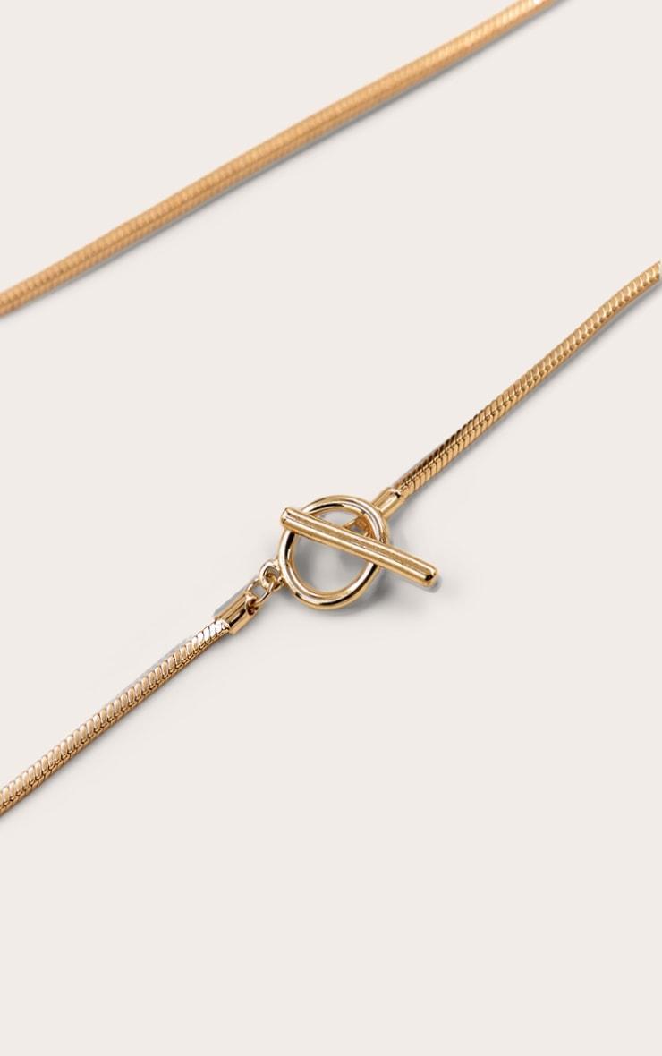 Gold Snake Chain T Bar Layered Necklace Product Image