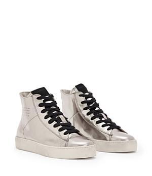Allsaints Womens Tana Metallic Lace Up High Top Sneakers Product Image