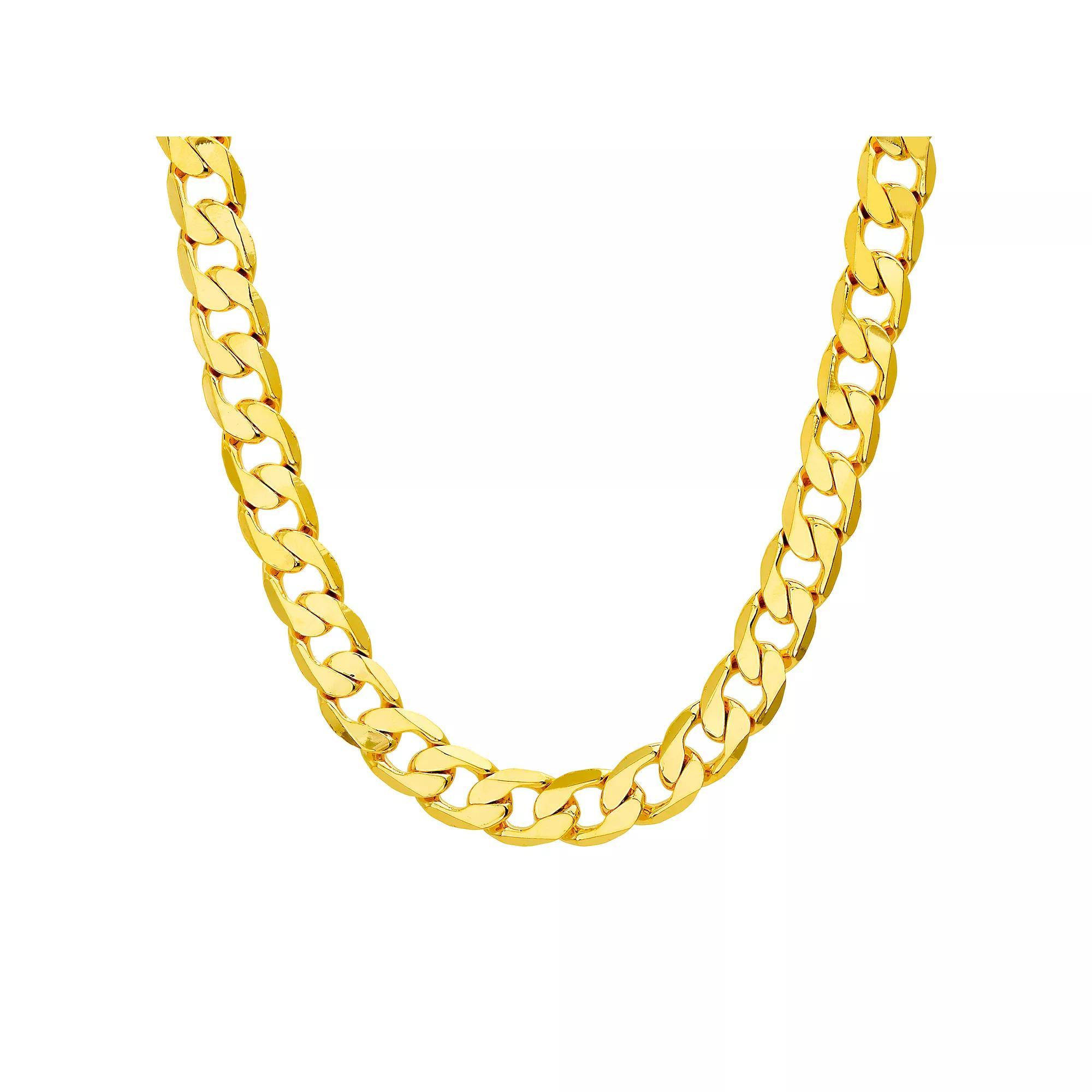 Men's 14k Gold Plated 12 mm Curb Chain Necklace, Size: 24", Gold Tone Product Image