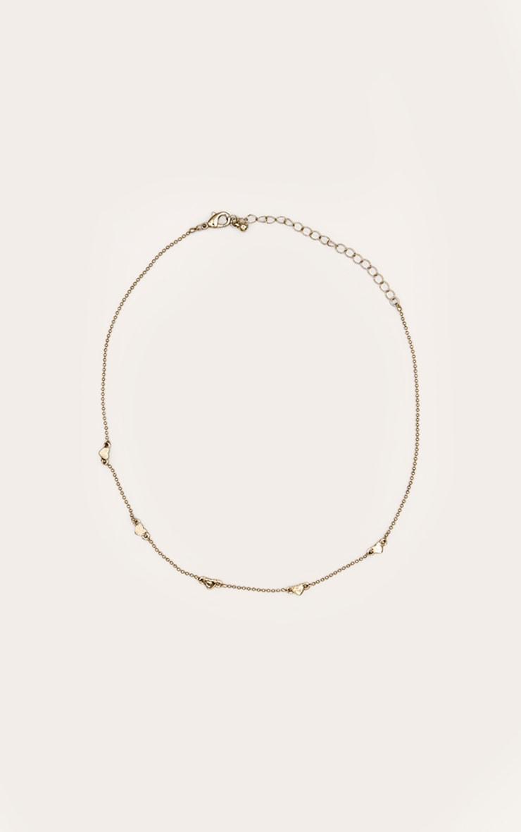 Gold Dainty Heart Short Chain Necklace Product Image