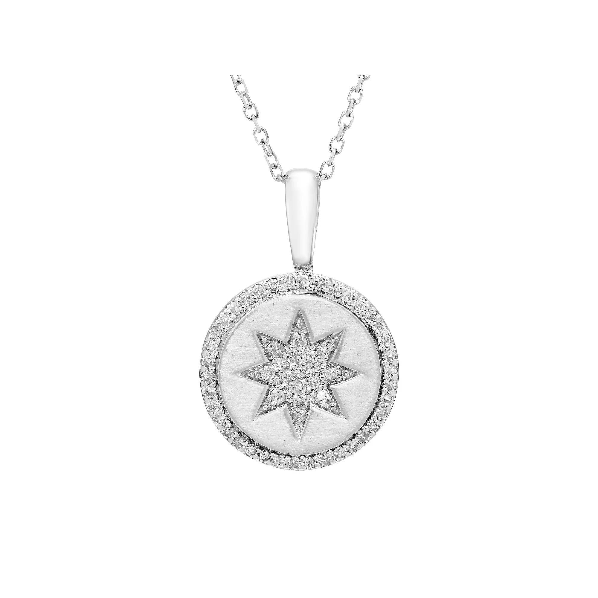 It's Personal Sterling Silver & Diamond-Accent Star Pendant Necklace, Women's, Size: 18" Product Image