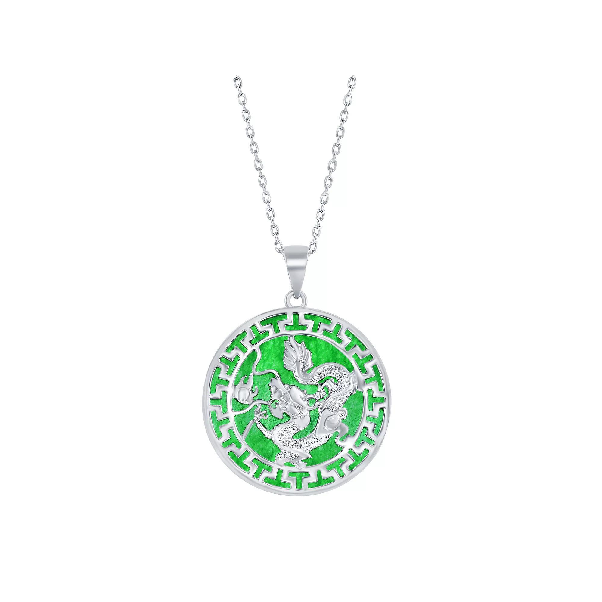 Argento Bella Sterling Silver Green Quartz Dragon Design Pendant Necklace, Women's, Size: 18" Product Image