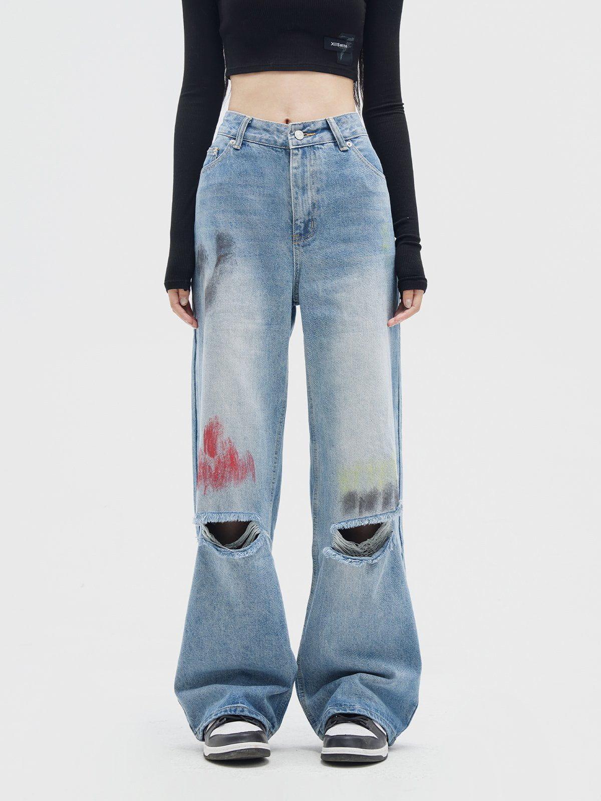 Graffiti Distressed Jeans Female Product Image