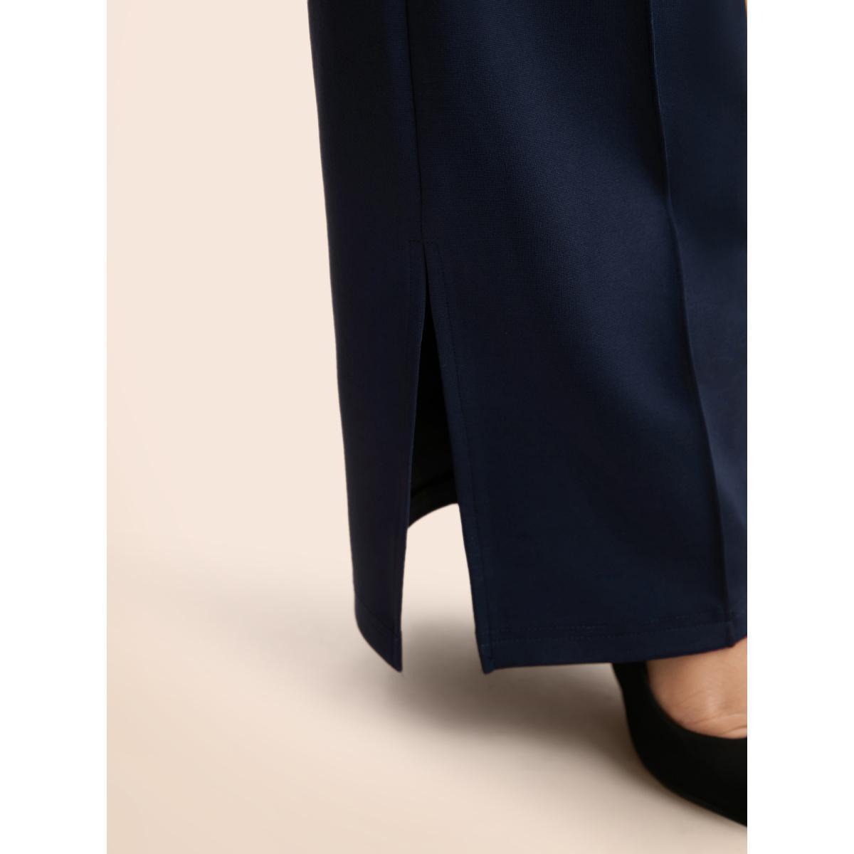 Plus Size Mid Rise Slit Hem Bootcut Pants Women Indigo Casual Bootcut Mid Rise Everyday Pants BloomChic 12/L Product Image
