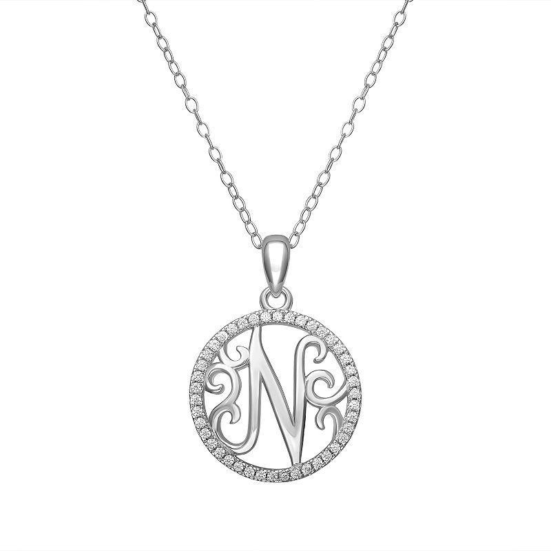 PRIMROSE Sterling Silver Cubic Zirconia Initial Pendant Necklace, Women's, Size: 18" Product Image