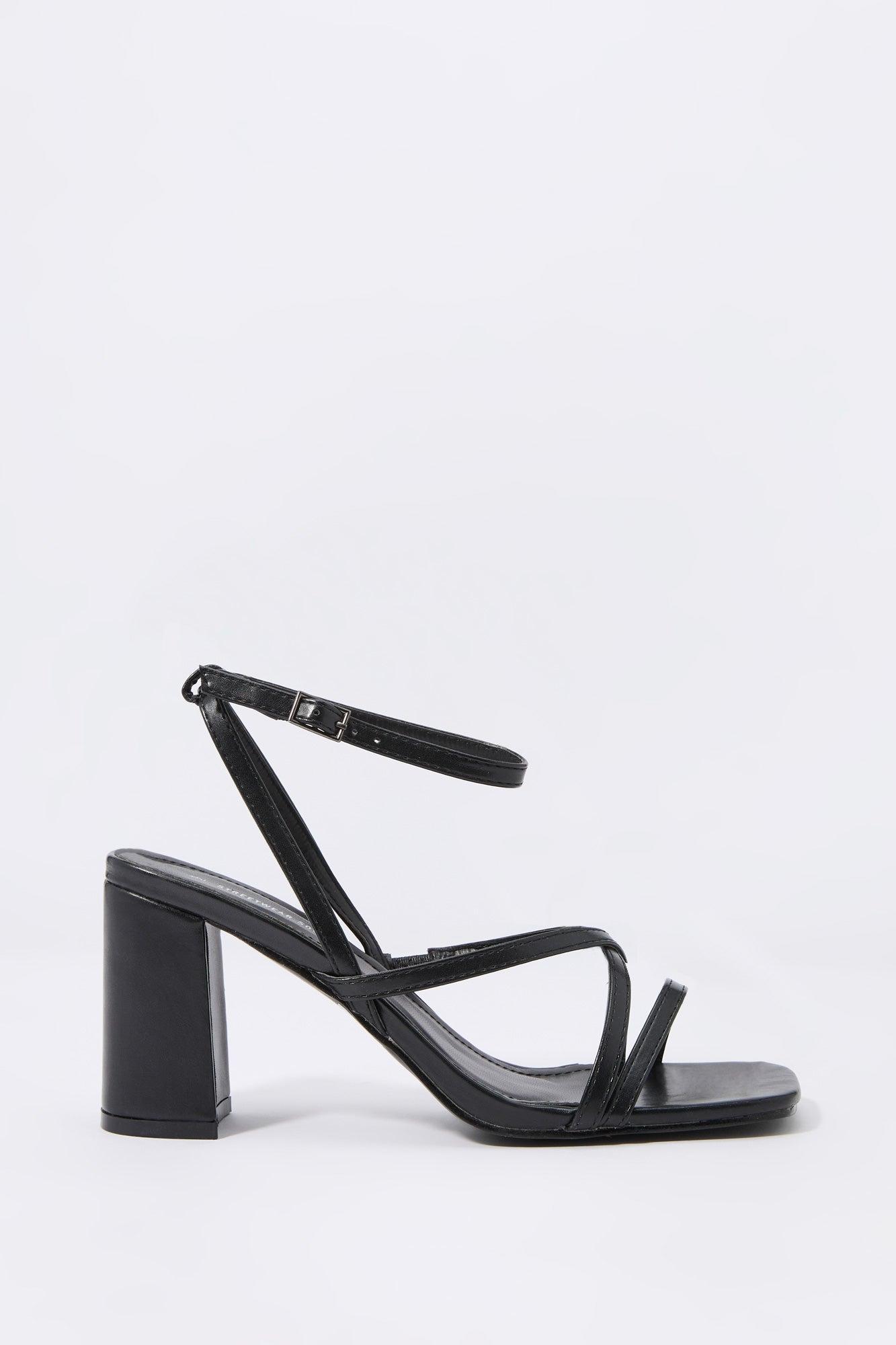 Faux Leather Open Toe Strappy Heel Female Product Image
