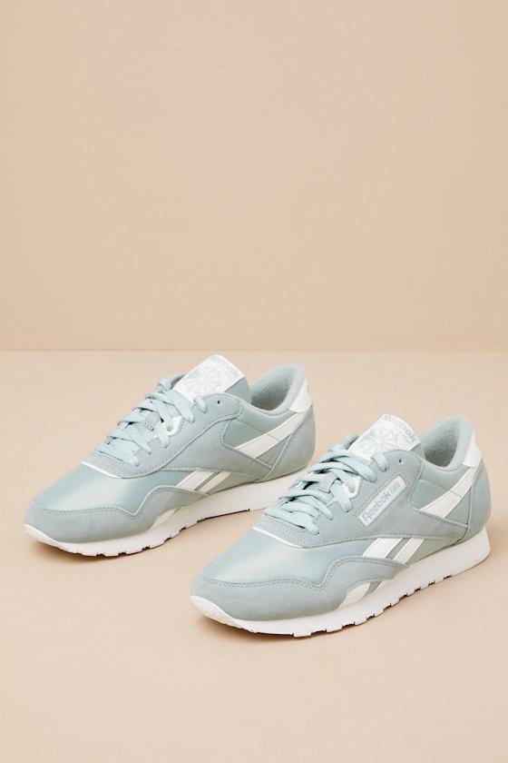 Classic Nylon Hybrid Green and Chalk Suede Leather Sneakers Product Image