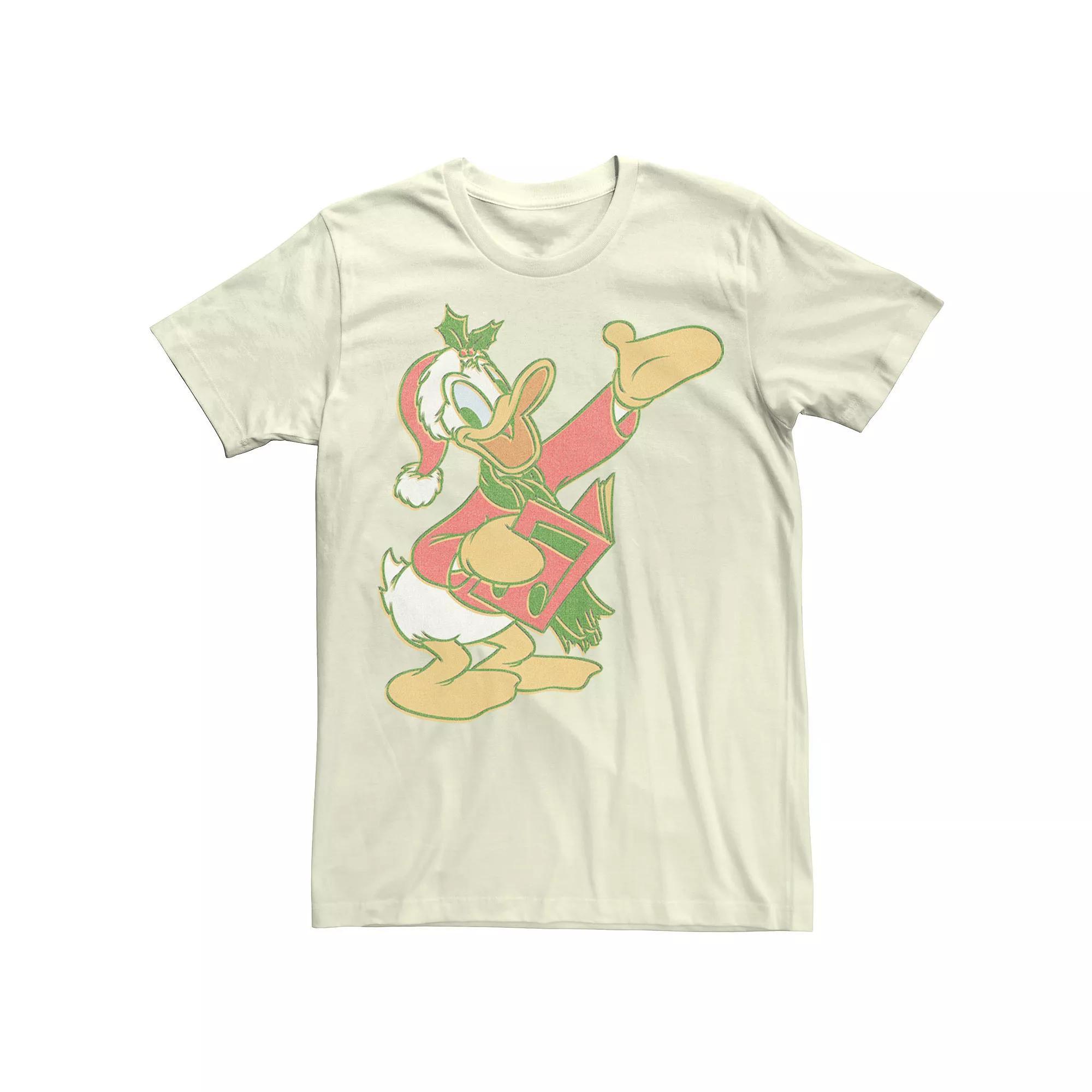 Disney's Donald Duck Christmas Caroling Portrait Men's Tee, Size: Medium, Natural Product Image
