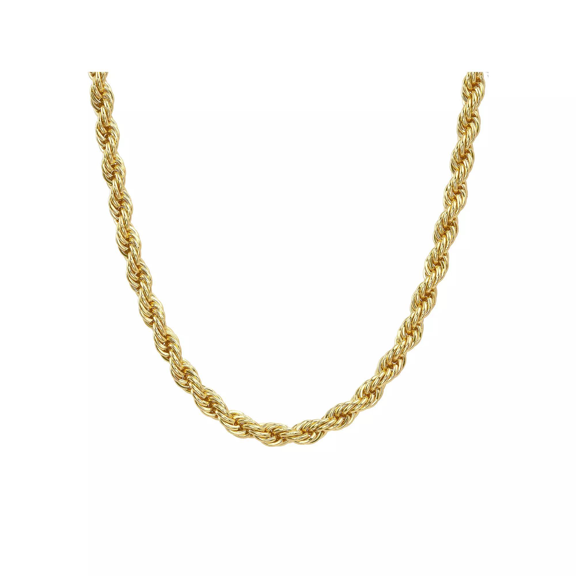 Men's 14k Gold Plated Rope Chain Necklace, Size: 16", Gold Tone Product Image