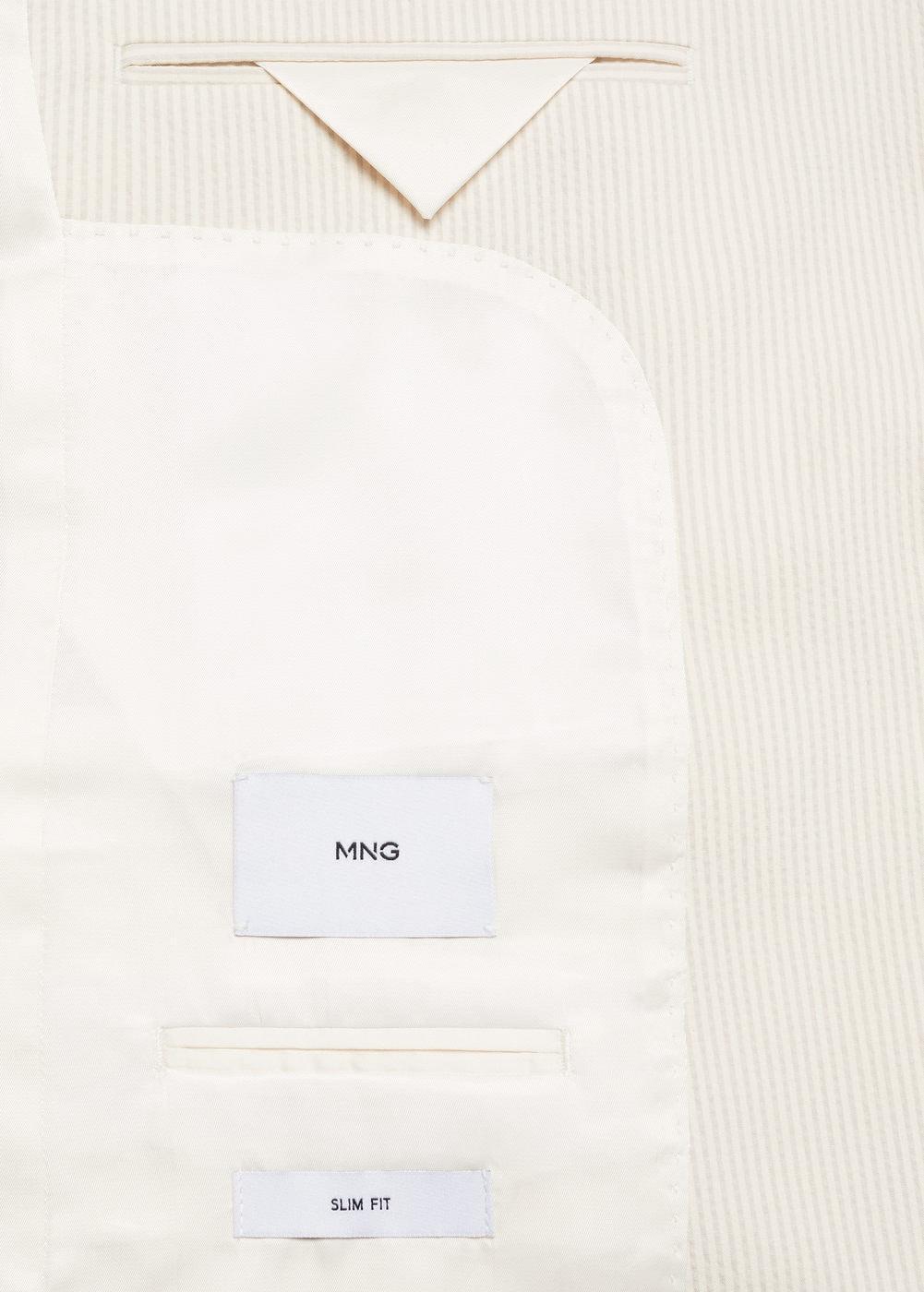 Striped seersucker cotton slim-fit suit blazer - Men | MANGO USA Product Image