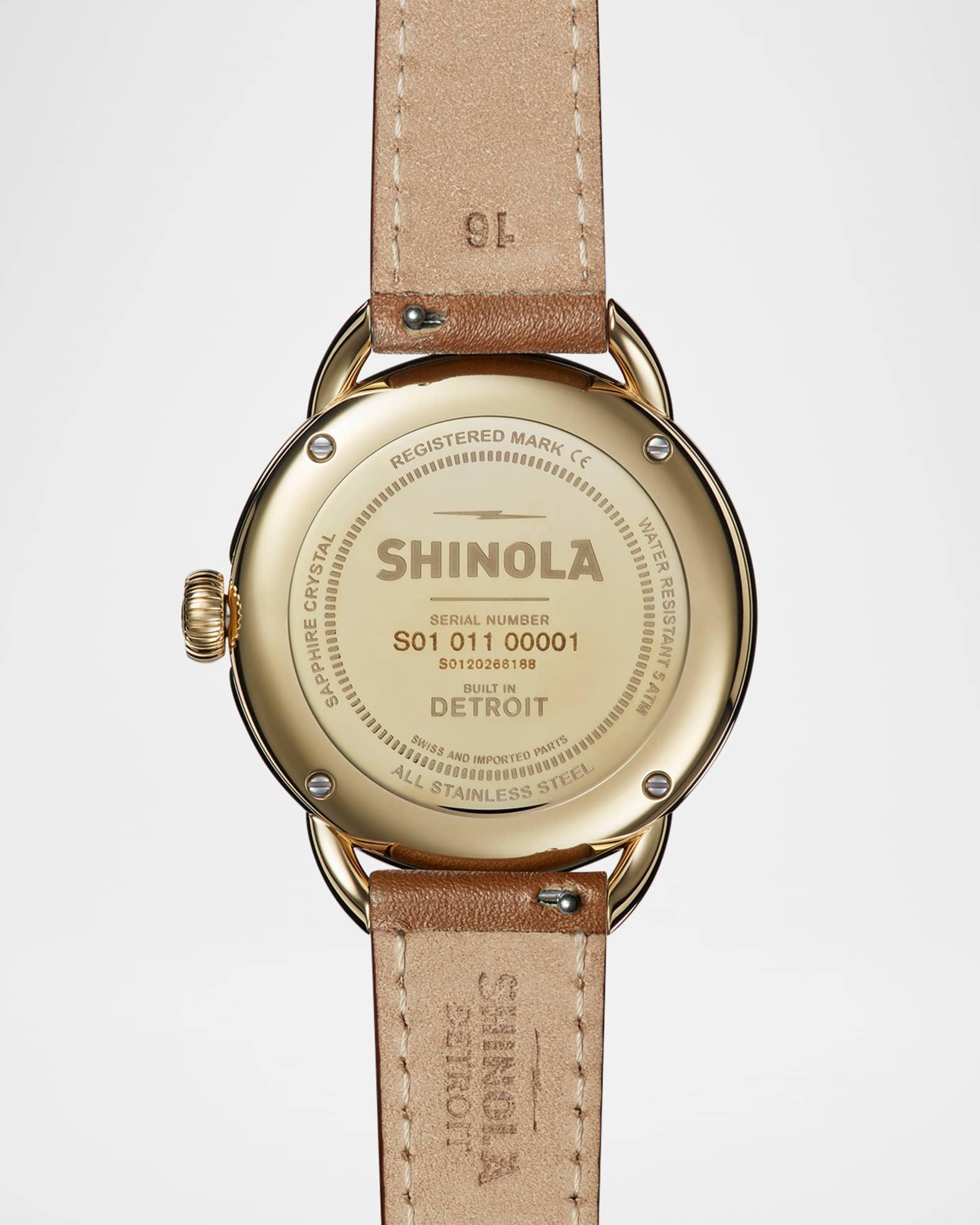 Mens Runabout 36mm PVD Gold Leather-Strap Watch Product Image