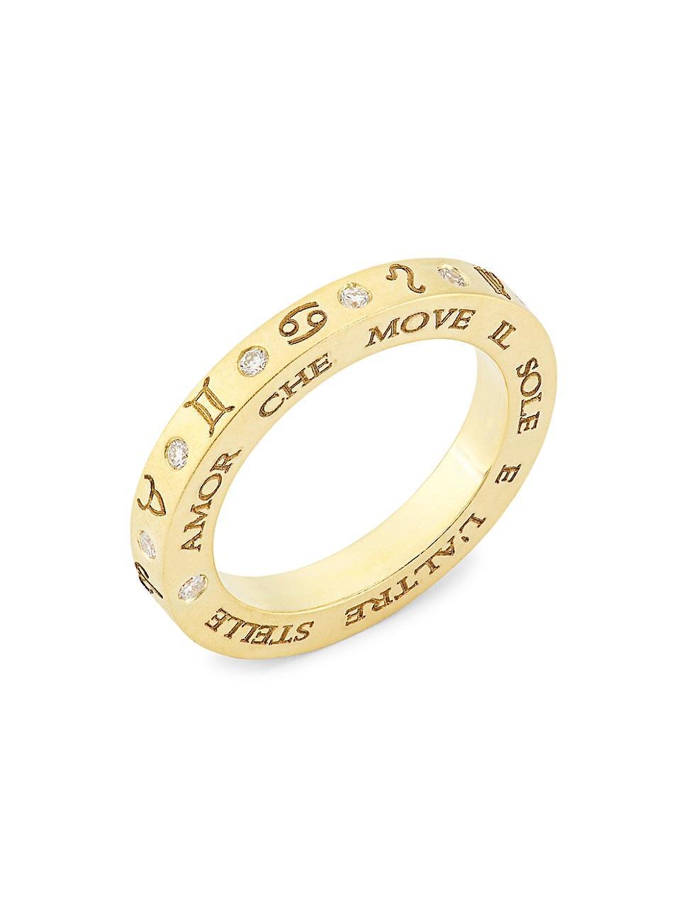 Womens Zodiac 18K Yellow Gold & Diamond Ring Product Image
