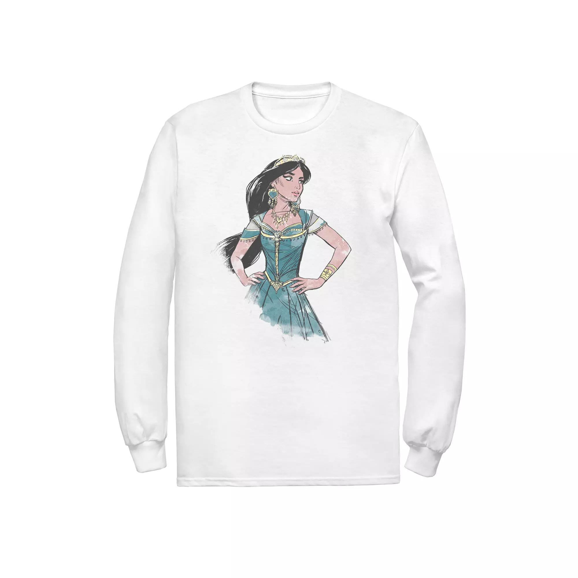 Disney's Aladdin Men's Jasmine Portrait Long Sleeve Graphic Tee, Size: Large, White Product Image