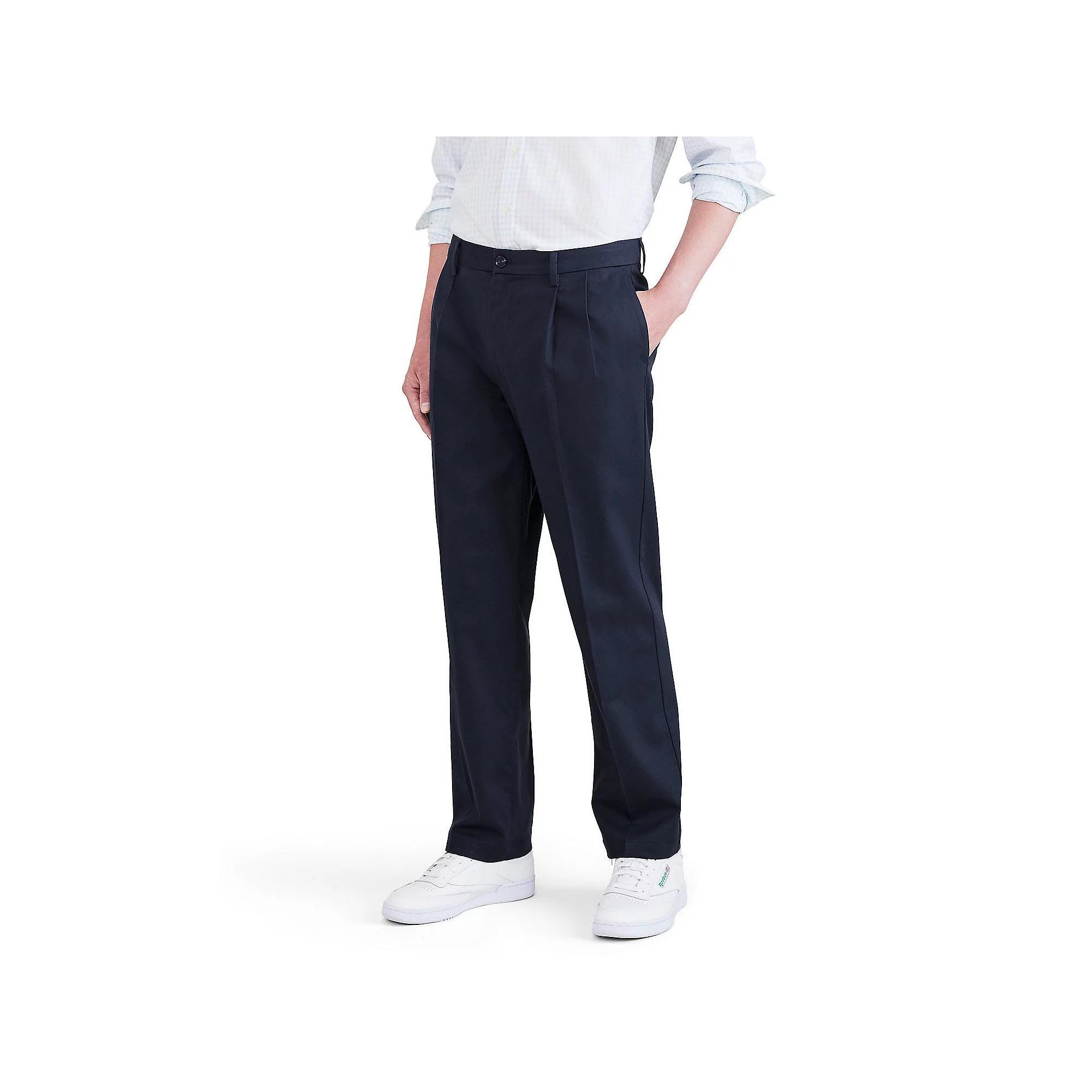 Big & Tall Dockers® Signature Iron Free Stain Defender Classic Fit Pleated Pants, Men's, Size: 44X30, Blue Blazer Product Image